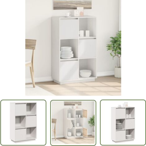 Homiuse Highboard Grau 117cm - Massivholz Kiefer Mi Produktbild-Vorschau 2