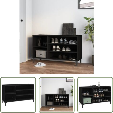The Living Store Schuhregal Schwarz 102x36x60 cm Holzwerkstoff - Schuhschrank - Schuhregal - Garderobe - Flurmöbel - Holzwerkstoff