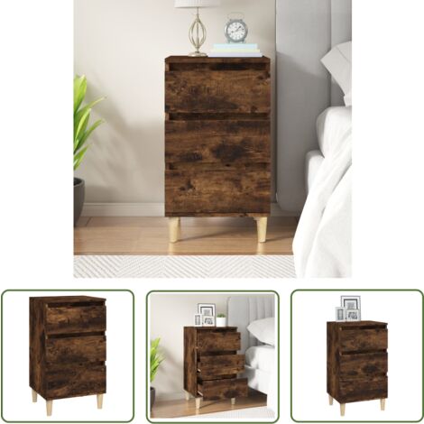 The Living Store Nachttisch Räuchereiche 40x35x70 cm Holzwerkstoff - Nachttisch - Wohnzimmermöbel - Esszimmermöbel - Schlafzimmerschrank - Holzmöbel (1/5)