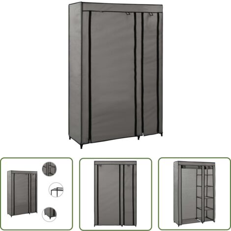 The Living Store Faltschrank Grau 110x45x175 cm Stoff - Faltschrank - Garderobe - Kleiderständer - Stauraum - Raumsparsamkeit (1/5)