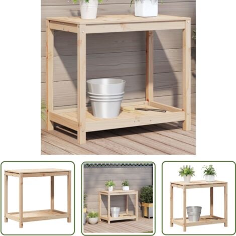 The Living Store Pflanztisch mit Ablage 82,5x50x75 cm Massivholz Kiefer