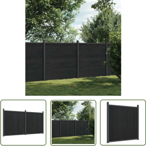 The Living Store Zaunelement Grau 353x186 cm WPC Zaun Gartenzaun