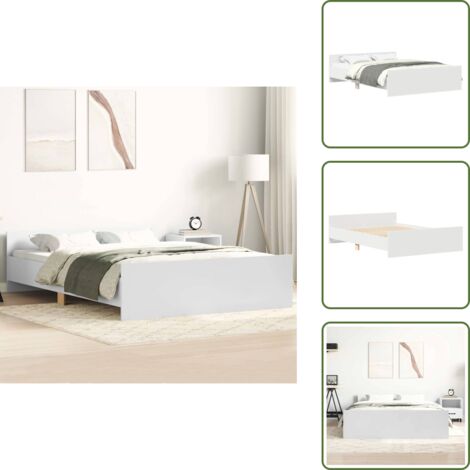 The Living Store Bettgestell mit Kopf- und Futeil Wei 135x190 cm ...