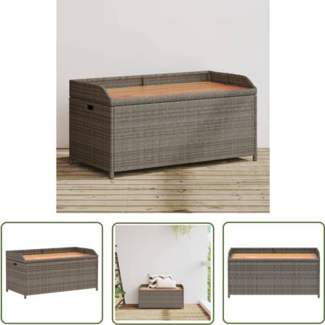 The Living Store Bank mit Stauraum Grau 100x50x52 cm Poly Rattan