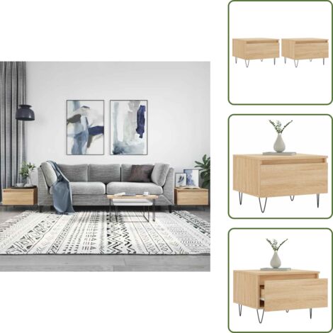 The Living Store Couchtische 2 Stk. Sonoma-Eiche 50x46x35 cm Holzwerkstoff - Couchtisch - Wohnzimmerstil - Holzwerkstoff Möbel - Esszimmertisch - Sideboard (1/5)