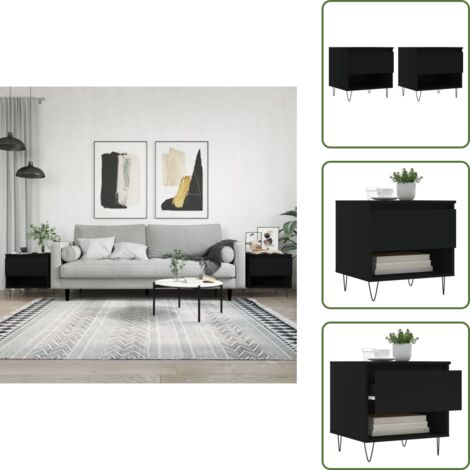 The Living Store Couchtische 2 Stk. Schwarz 50x46x50 cm Holzwerkstoff - Couchtisch - Wohnzimmerstil - Holzmöbel - Schubladen - Regal (1/5)