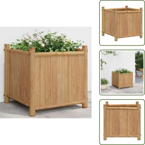 The Living Store Pflanzkbel 40x40x40 cm Bambus - Bambuskiste - Hochbeet -  Blumenerde - Gartendekoration - Balkonpflanzen