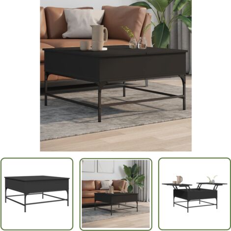 HEFZGDB Couchtisch Schwarz 80x80x45 Cm - Moderner Beistelltisch Mit Stauraum