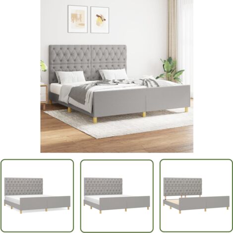 The Living Store Bettgestell ohne Matratze Hellgrau 160x200 cm Stoff - Bettsofa - Boxspringbetten - Doppelbett - Lattenrost - Schlafzimmermöbel (1/5)
