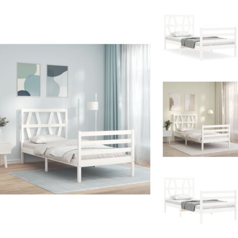 Massbinet Massivholzbett 90x200 - Weißes Bettgestell Mit Lattenrost