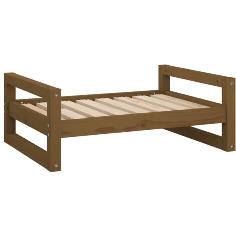 Hundebett Honigbraun 75,5x55,5x28 cm Massivholz Kiefer - Hunde Bett - Hundehaus - Holzbett Für Hund - Kiefernholz Hundebett - Hundematte