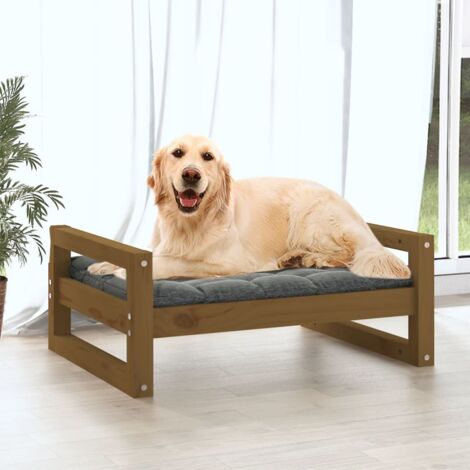 Hundebett Honigbraun 75,5x55,5x28 cm Massivholz Kiefer - Hunde Bett - Hundehaus - Holzbett Für Hund - Kiefernholz Hundebett - Hundematte