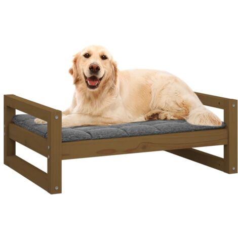 Hundebett Honigbraun 75,5x55,5x28 cm Massivholz Kiefer - Hunde Bett - Hundehaus - Holzbett Für Hund - Kiefernholz Hundebett - Hundematte