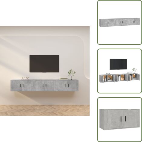 TV-Wandschränke 3 Stk. Betongrau 80x34,5x40 cm - TV-Schrank - Beton Grau - Wandregal - Wohnzimmereinrichtung - Fernsehschrank (1/5)