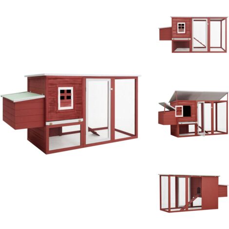 GartenHühnerstall mit 1 Legenest Rot Holz Hühnerstall Hühnerhaus