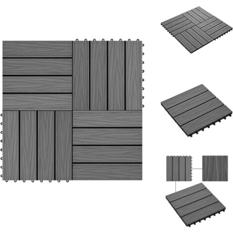 Terrassenfliesen 11 Stk. Tief Geprägt WPC 30x30cm 1 qm Grau Terrasse