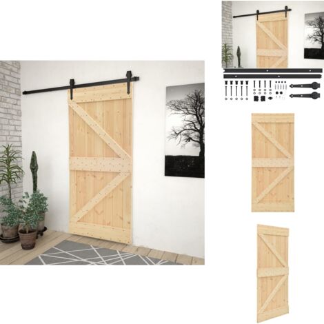 Schiebetür Mit Beschlag 100x210 Cm Massivholz Kiefer - Holztüre - Schiebetür - Kiefernholztür