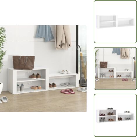 Schuhschrank Hochglanz-Weiß 150x35x45 cm Holzwerkstoff - Schuhschrank - Holzwerkstoff Schrank - Garderobe - Flurmöbel - Weißer Schuhschrank (1/5)