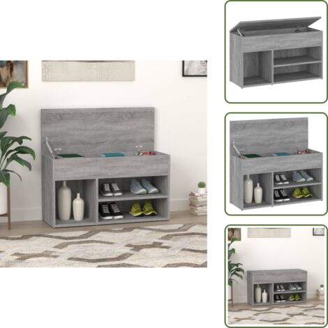 Schuhbank Grau Sonoma 80x30x45 cm Holzwerkstoff - Schuhbank - Schuhschrank - Garderobe - Aufbewahrungssystem - Wohnzimmermöbel (1/5)