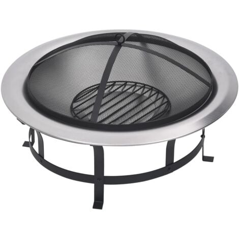 Kamine Living GartenFeuerschale mit Grill Edelstahl 76 cm