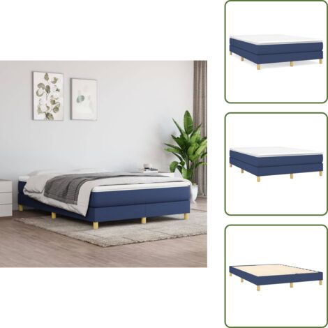 Boxspringbett mit Matratze Blau 140x190 cm Stoff - Boxspringbett - Doppelbett - Bettenrahmen - Matratze - Matratzenauflage (1/5)
