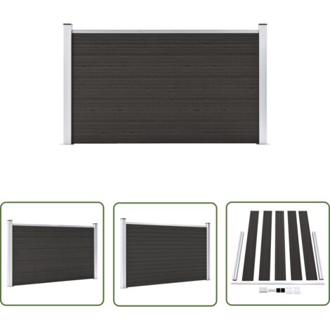 The Living Store Zaunelement WPC 180x105 cm Schwarz - Gartenzaun - WPC Zaun - Holzzaunt - Privacy Screen - Zaunsystem