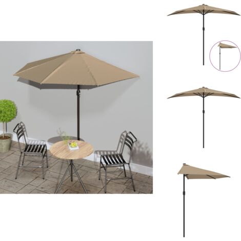 BalkonSonnenschirm mit AluMast Taupe 270x144 cm Halbrund