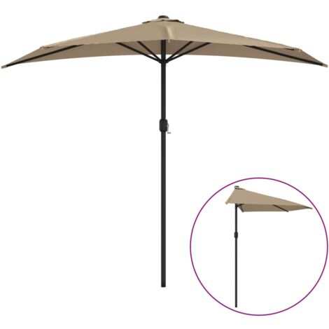 BalkonSonnenschirm mit AluMast Taupe 270x144 cm Halbrund