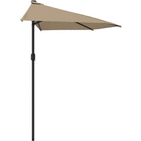 BalkonSonnenschirm mit AluMast Taupe 270x144 cm Halbrund