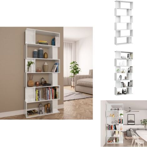Bücherregal/Raumteiler HochglanzWeiß 80x24x192 cm Bücherregal