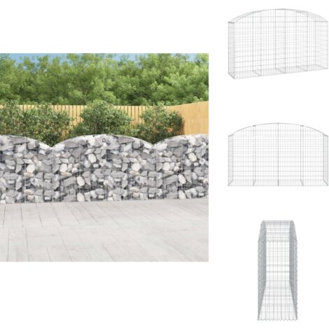 Gabione mit Hochbogen 200x50x100/120 cm Verzinktes Eisen Gabionenkorb