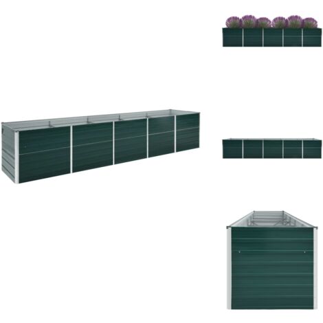 GartenHochbeet Verzinkter Stahl 400x80x45 cm Grün Hochbeet