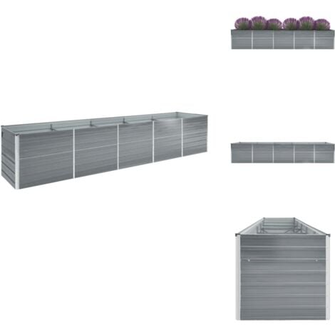 GartenHochbeet Verzinkter Stahl 400×80×77 cm Grau Hochbeet