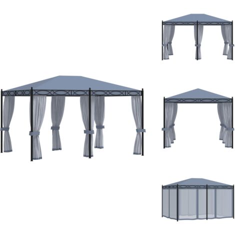 Pavillon mit 3x4 m Anthrazit Stahl Pavillon Gartenzelt