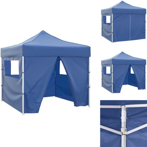 Faltzelt 3x3 m Blau 4 Seitenwände Faltzelt Gartenzelt Pavillon
