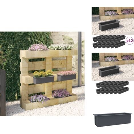 Pflanzkasten für Europaletten 12 Stk. Grau 36x13,5x9,5 cm PP