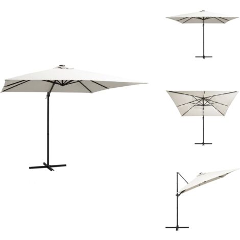 Ampelschirm mit LEDBeleuchtung StahlMast 250x250 cm Sandweiß