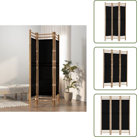 3-tlg. Paravent Faltbar 120 cm Bambus und Canvas - Bambus Raumteiler -  Paravent - Raumtrenner - Wandabtrennung - Wohnraumgestaltung