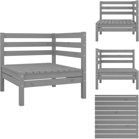GartenEcksofa Grau Massivholz Kiefer Holzsessel