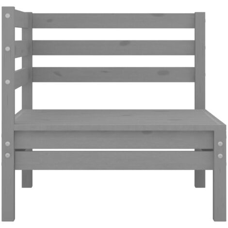 GartenEcksofa Grau Massivholz Kiefer Holzsessel