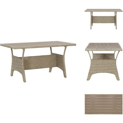 Gartentisch Grau 130x70x66 cm Poly Rattan Esstisch Gartenmöbel