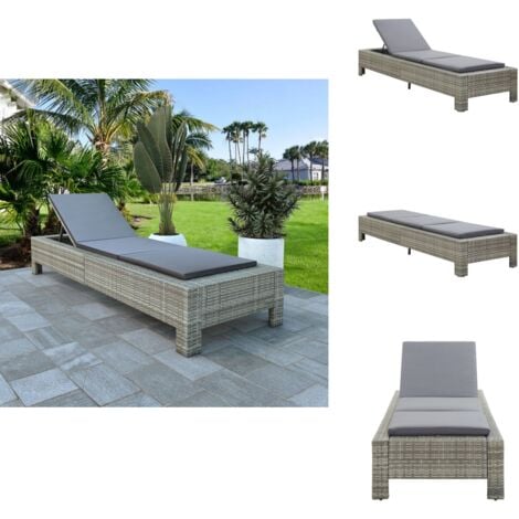 Sonnenliegen Living Sonnenliege mit Auflage Grau Poly Rattan