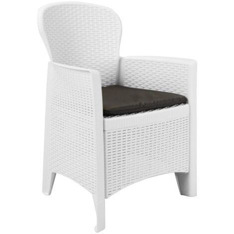 Gartenstühle 2 Stk. mit Kissen Weiß Kunststoff RattanOptik