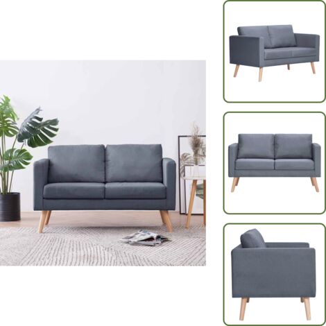 Sofa 2-Sitzer Stoff Dunkelgrau - Couch - 2-Sitzer Sofa - Wohncouch - Grau Sofa - Dunkelgraue Couch (1/5)