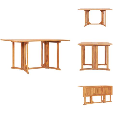 Gartentisch Butterfly Klappbar 150x90x75 cm Teak Massivholz