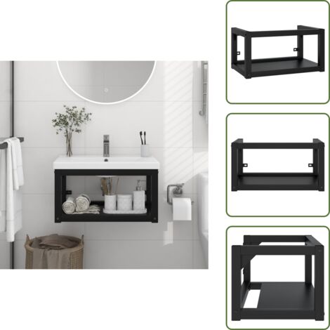 Badezimmer Wand-Waschtischgestell Schwarz 59x38x31 cm Eisen - Badezimmer Möbel - Wand-Waschtischgestell - Waschtischgestell - Schwarzes Badezimmerregal - Unterwäscheaufbewahrung