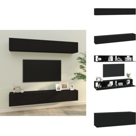 WRJENFSC 2er Set TV Wandschrank Schwarz 100x30x30cm - Hängend Mit Stauraum