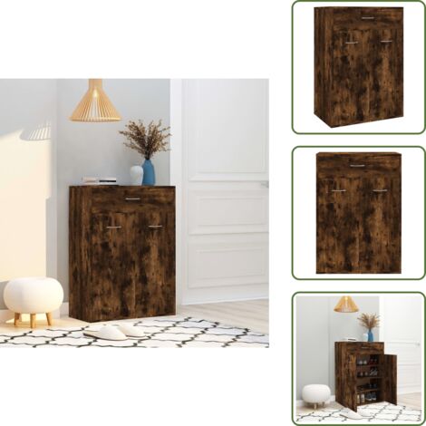 Schuhschrank Räuchereiche 60x35x84 cm Holzwerkstoff - Schuhschrank - Garderobe - Regal - Einbauschrank - Wohnraumorganisation (1/5)