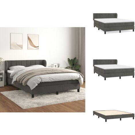 Boxspringbett mit Matratze Dunkelgrau 140x190 cm Samt - Samtbett - Boxspringbett - Doppelbett - Bettauflage - Matratze (1/5)