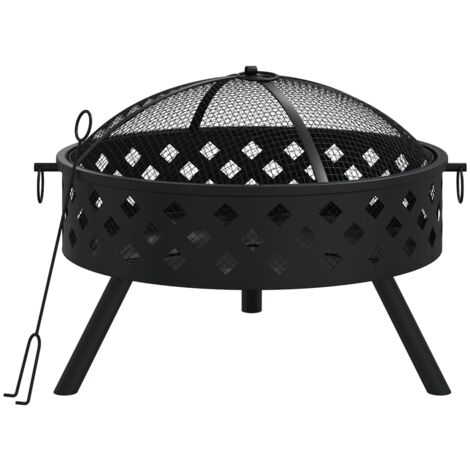 Bluegrass Living Feuerstelle Aus Stahl Mit Grillrost – 66 Cm Feuerschale Für Garten, Camping & Gemütliche Abende